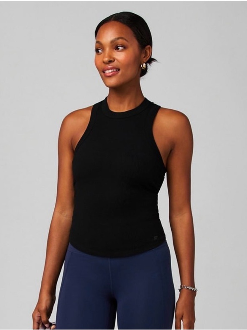 Fabletics High Neck Rib Built-In Bra Tank - Picture 3 of 8